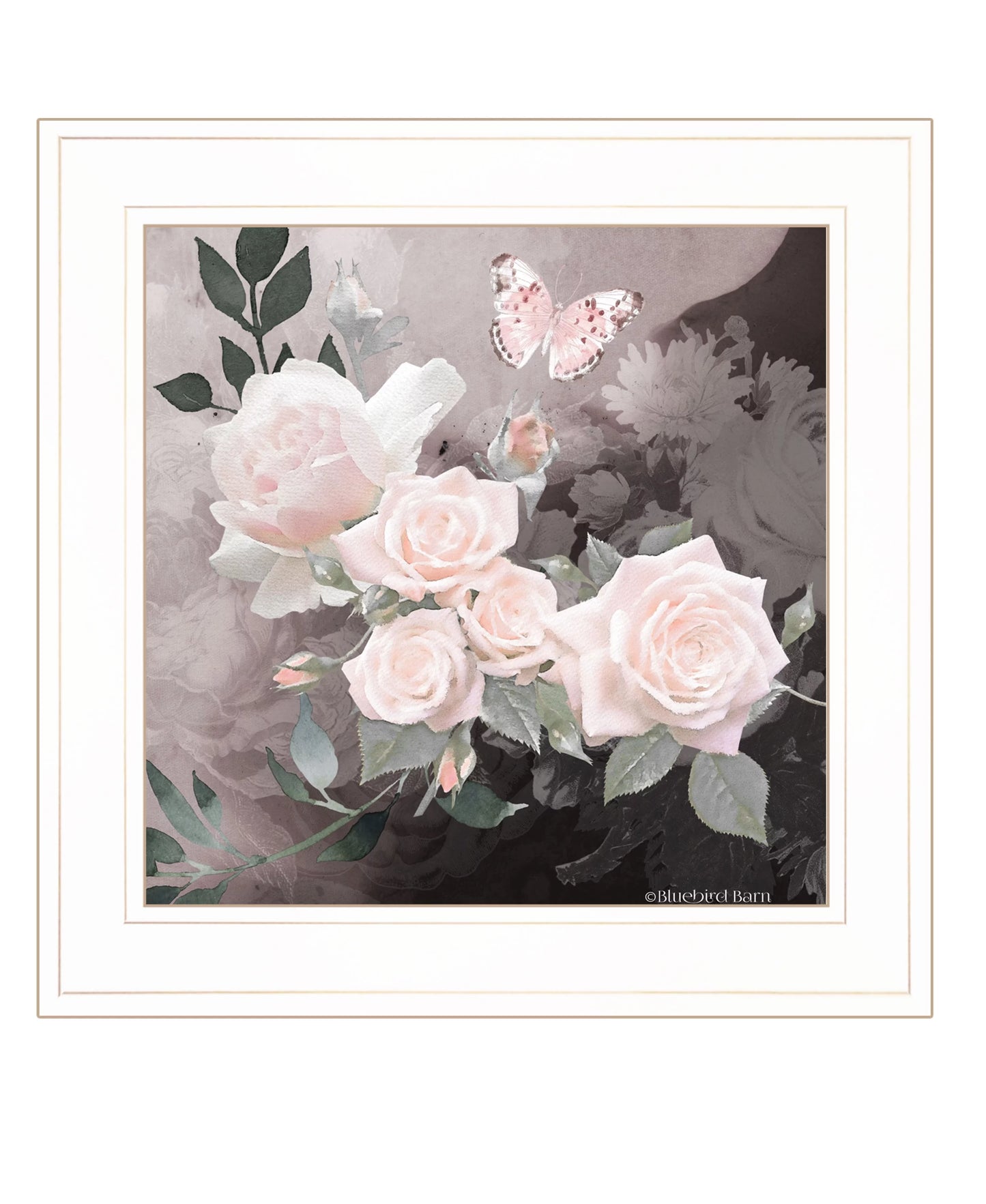 "Noir Roses 1" by Bluebird Barn, Ready to Hang Framed Print, White Frame