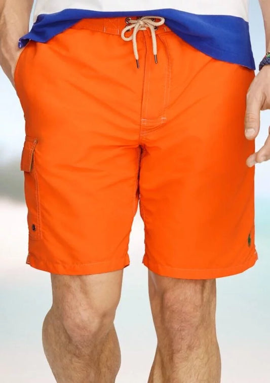 $75 Polo Ralph Lauren Men's Kailua Classic Fit Swim Trunks, Orange, S