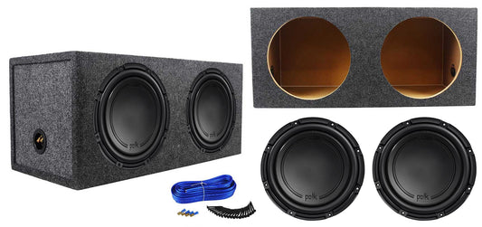 (2) Polk Audio DB1242DVC 12” 2220 Watt Car Subwoofers+Sealed Sub Box Enclosure