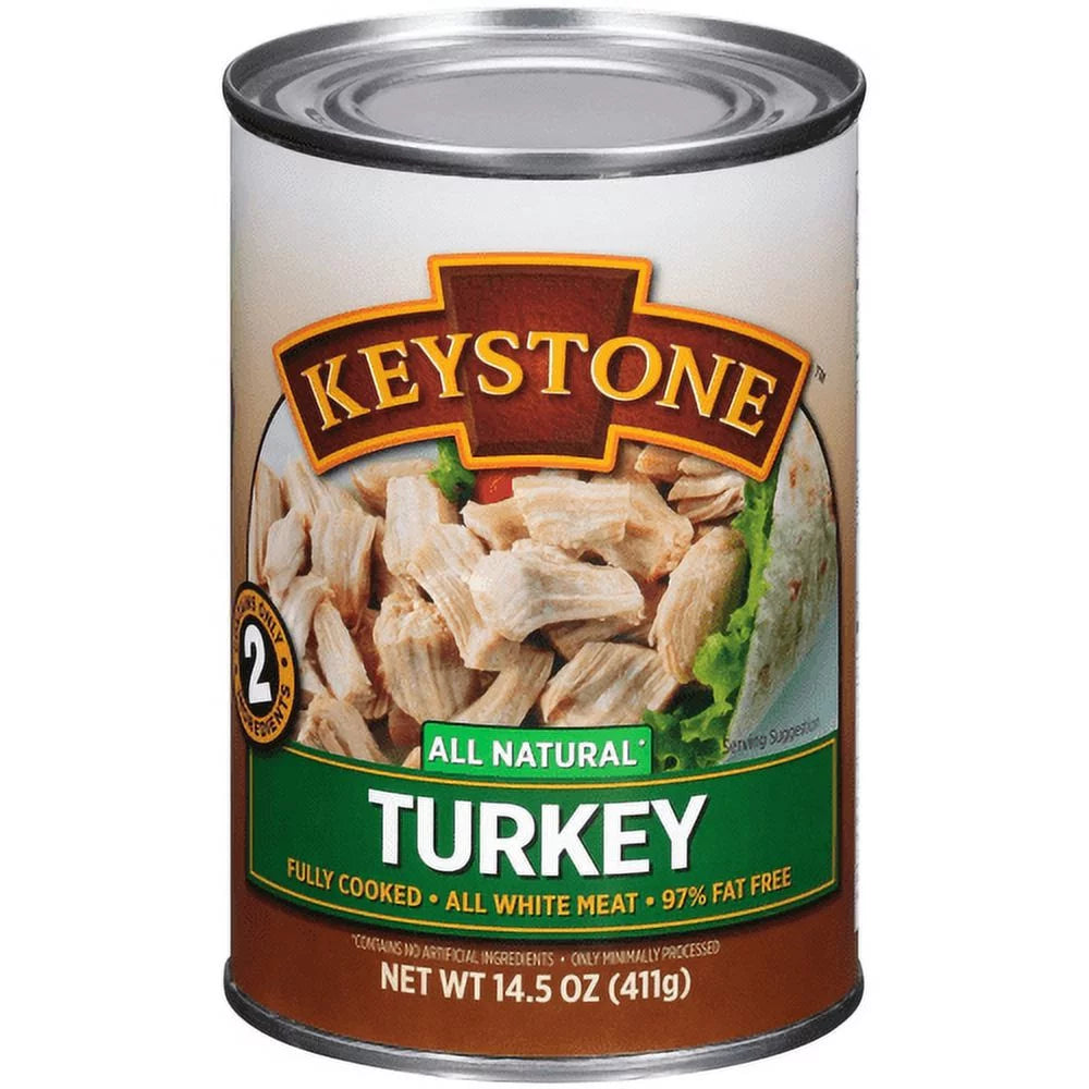 (12 Pack) Keystone All Natural Turkey 14.5 oz Can Emergency Survival Food For Camping Hiking and Backpacking Ready to Eat