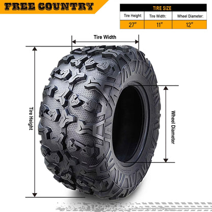 (2) Premium FREE COUNTRY 8PR ATV/UTV Tires 27x11x12 fit 16-20 Honda PIONEER 1000 Base/EPS Rear