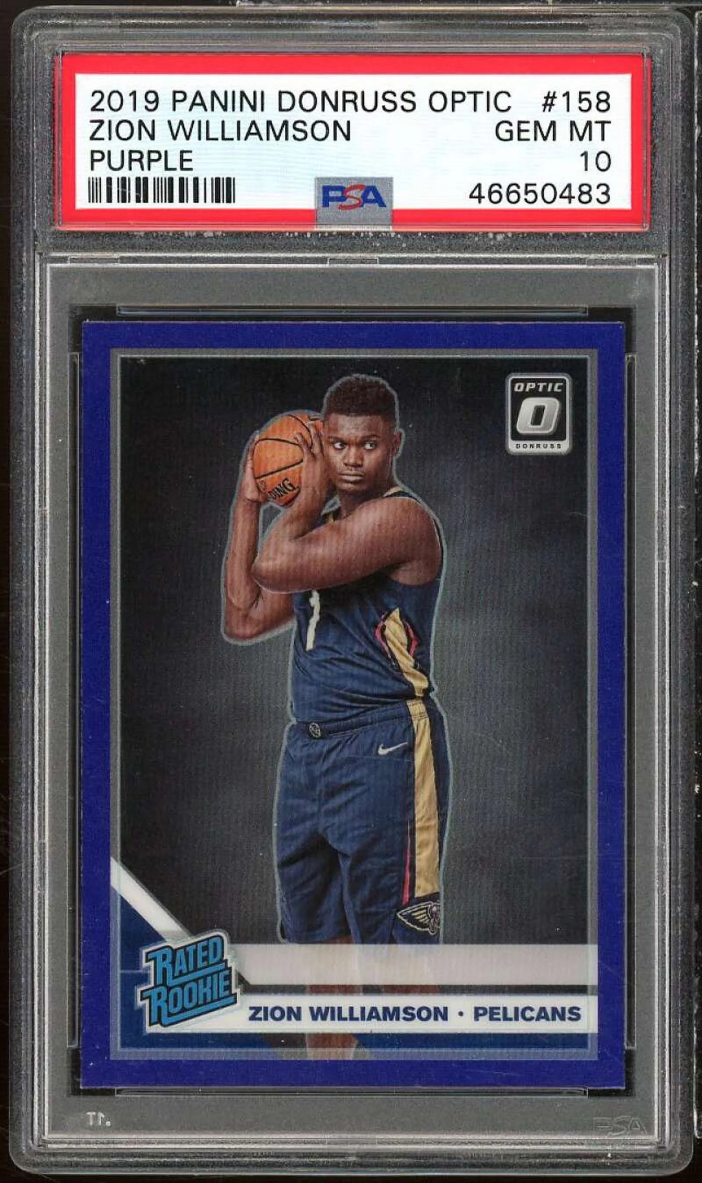 Zion Williamson Rookie Card 2019-20 Panini Donruss Optic Purple #158 PSA 10