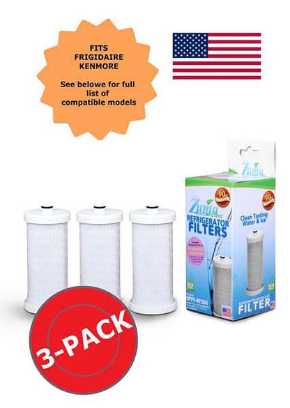 ZUMA Brand , Fluid and Ice Filter , Model # OPFF-RF300 , Compatible with Frigidaire® 204389101 - 3 Pack - Made in U.S.A.